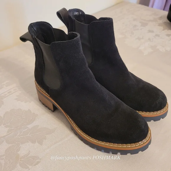 new!ANTHROPOLOGIE suede leather stacked heel traction sole chelsea made in Spain - Picture 6 of 17